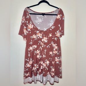 Torrid Dusty Rose Floral Tunic Top